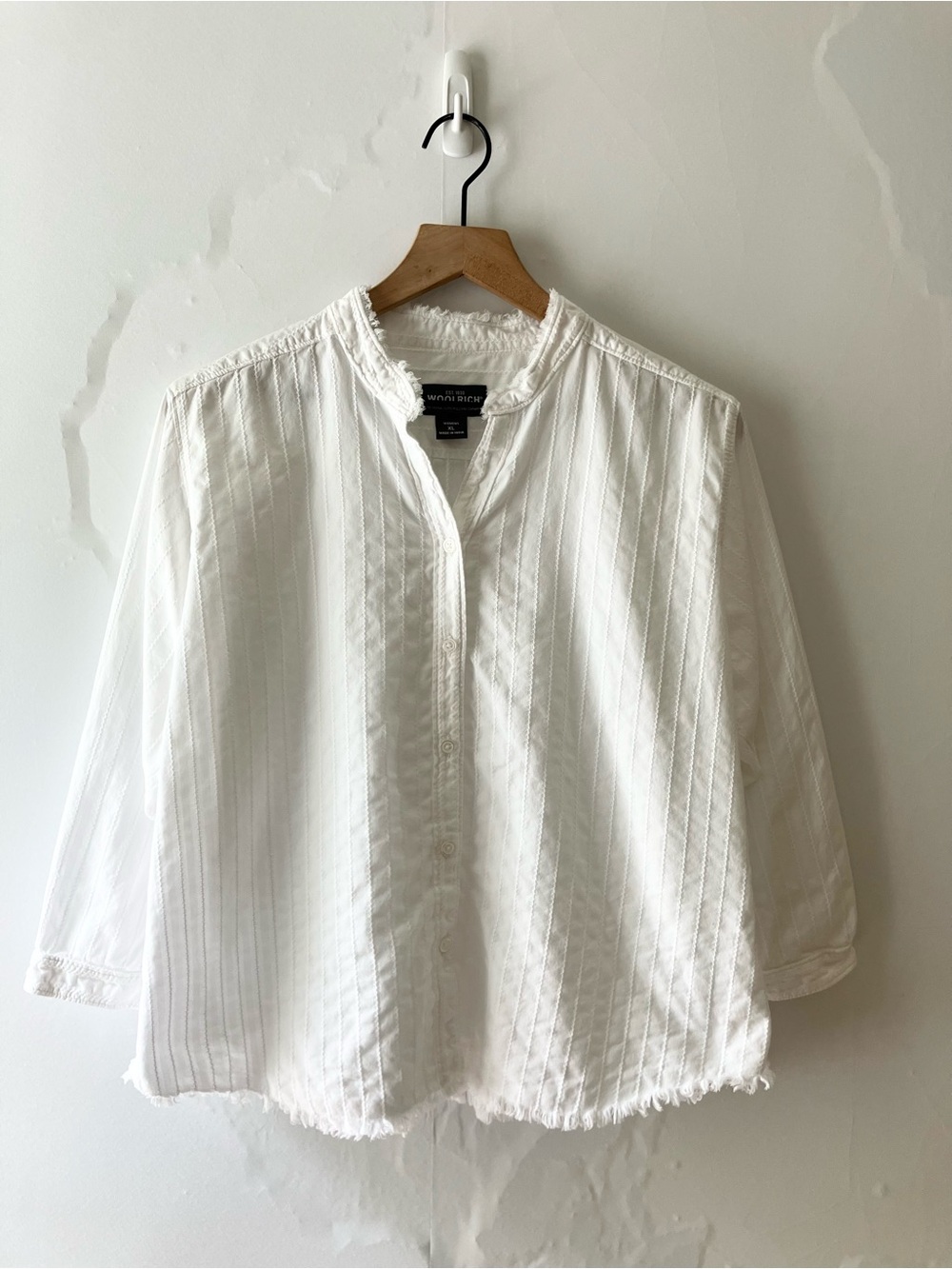 WOOLRICH Frayed Cotton Button Up Top